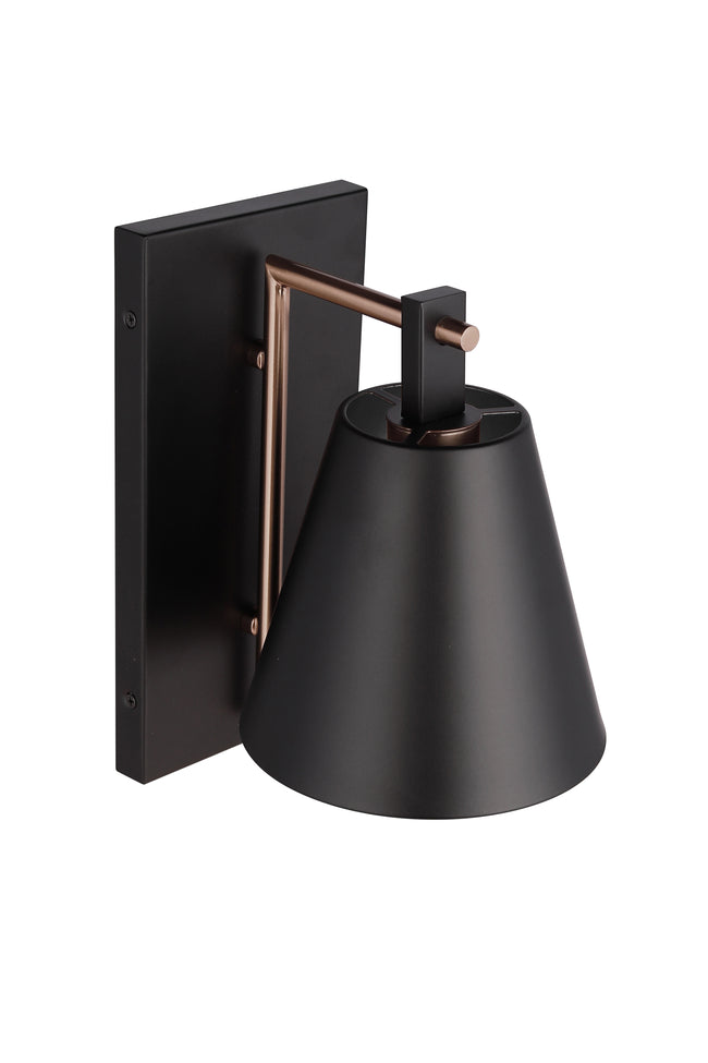 60961-FBSB - Blake 1 Light 10.25" High Wall Sconce - Flat Black / Satin Brass