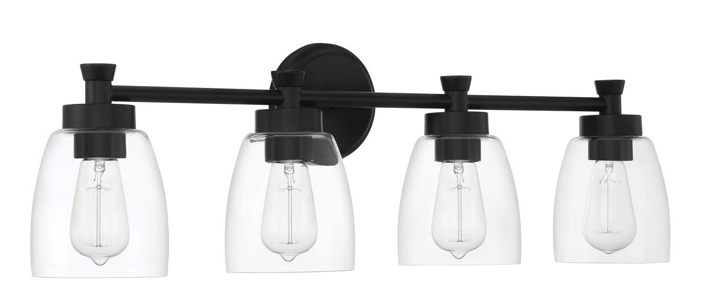 12730FB4 - Henning 4 Light 30" Wide Vanity Light - Flat Black