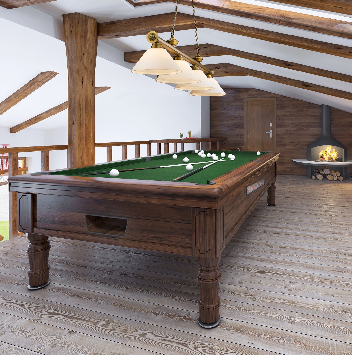 2306-4RB-AMO14 - Cordon 4 Light 81" Billiard - Rubbed Brass