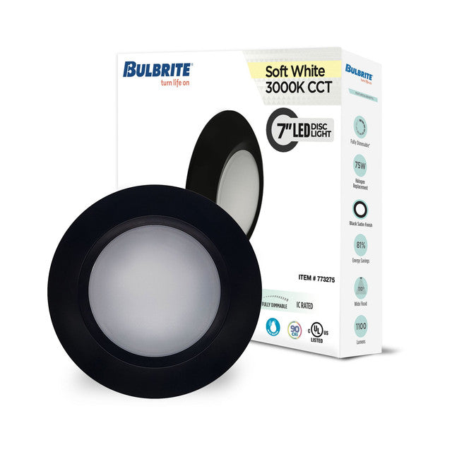 773275 - 7" Dimmable Recessed Retrofit LED Black Aluminum Ceiling Light - 14W - 3000K - 4 Pack