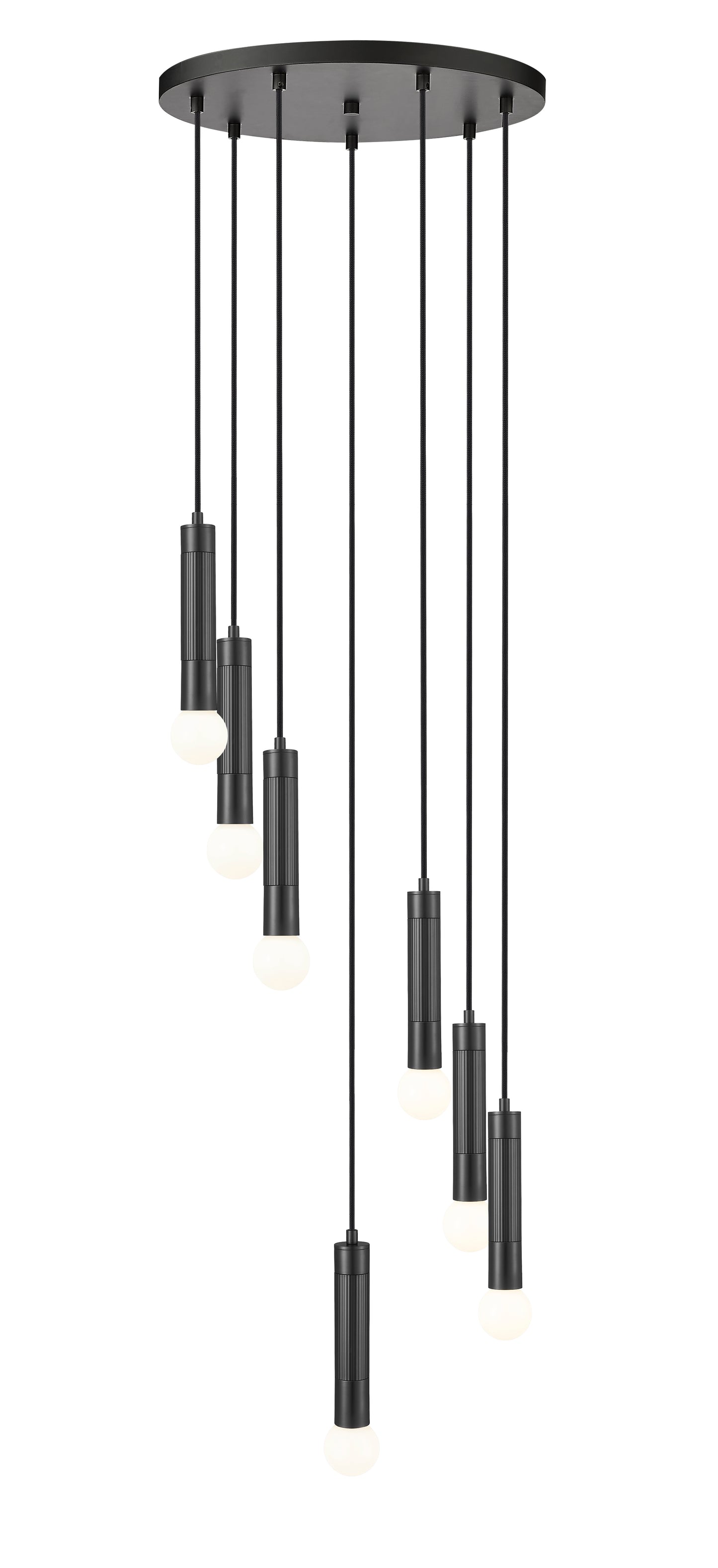 1956P-7R-MB - Stari 7 Light 18" Chandelier - Matte Black