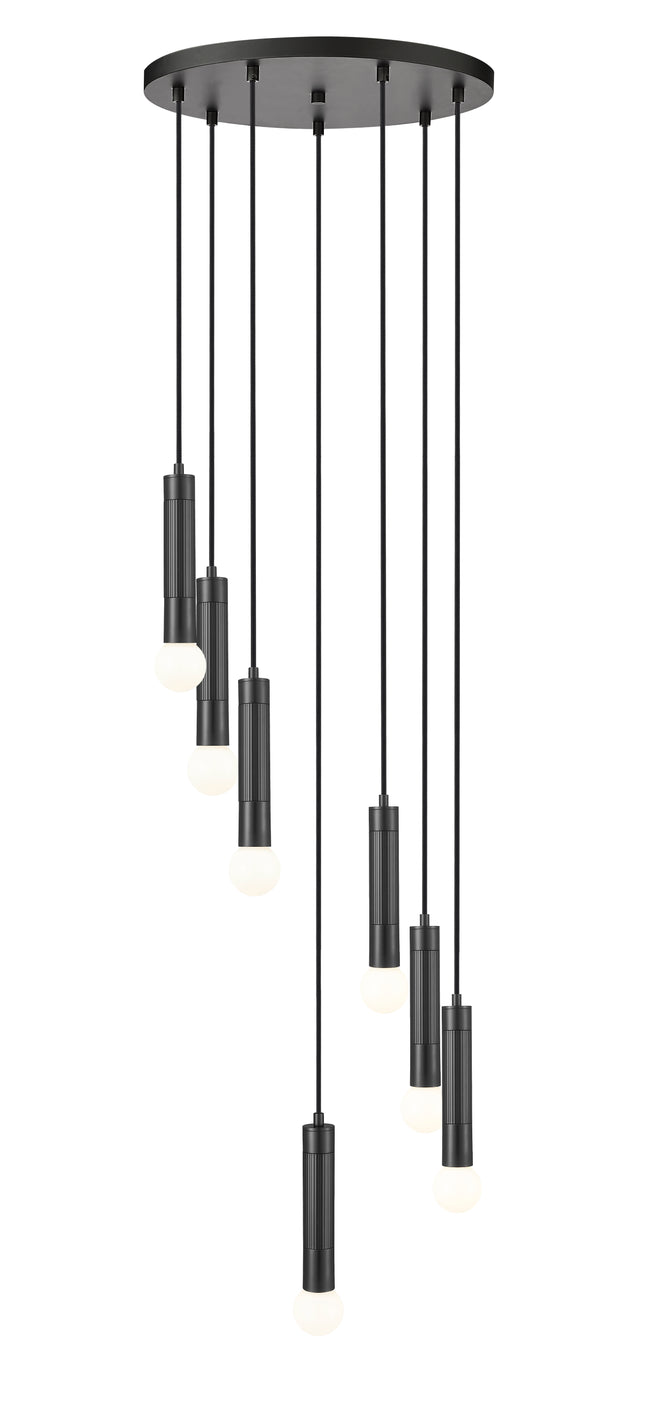 1956P-7R-MB - Stari 7 Light 18" Chandelier - Matte Black