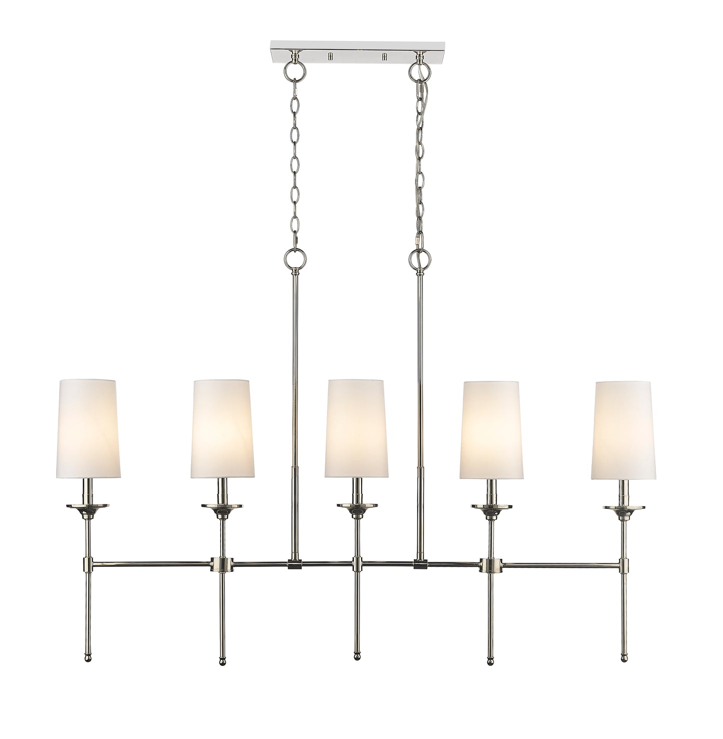 3033-5L-PN - Emily 5 Light Linear 51" Chandelier - Polished Nickel