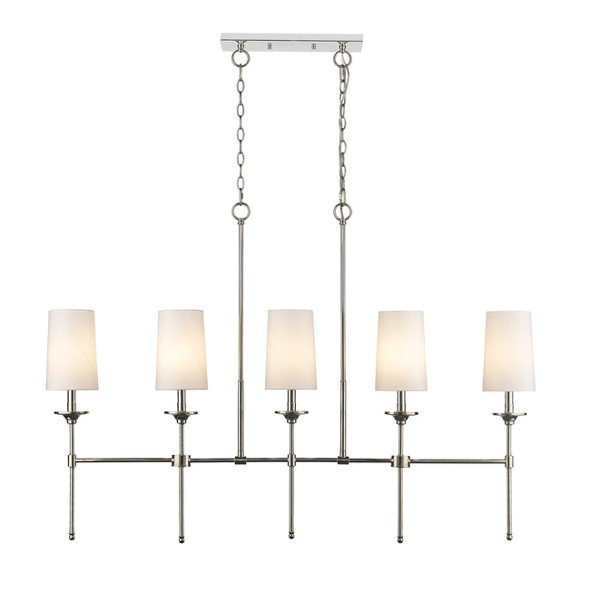 3033-5L-PN - Emily 5 Light Linear 51" Chandelier - Polished Nickel