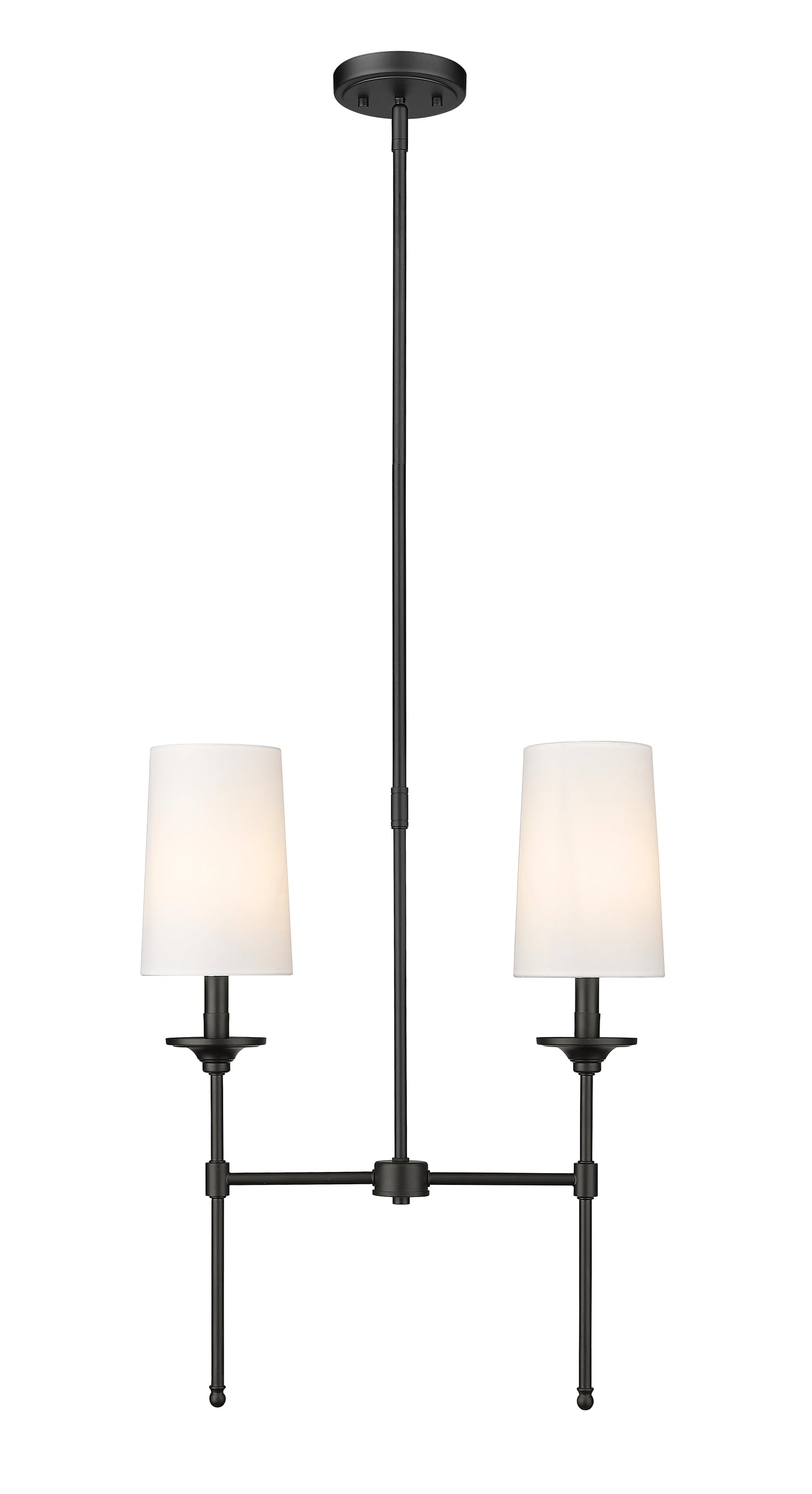 3033-2L-MB - Emily 2 Light Linear 19" Chandelier - Matte Black