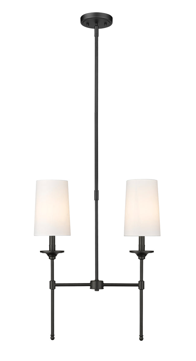 3033-2L-MB - Emily 2 Light Linear 19" Chandelier - Matte Black