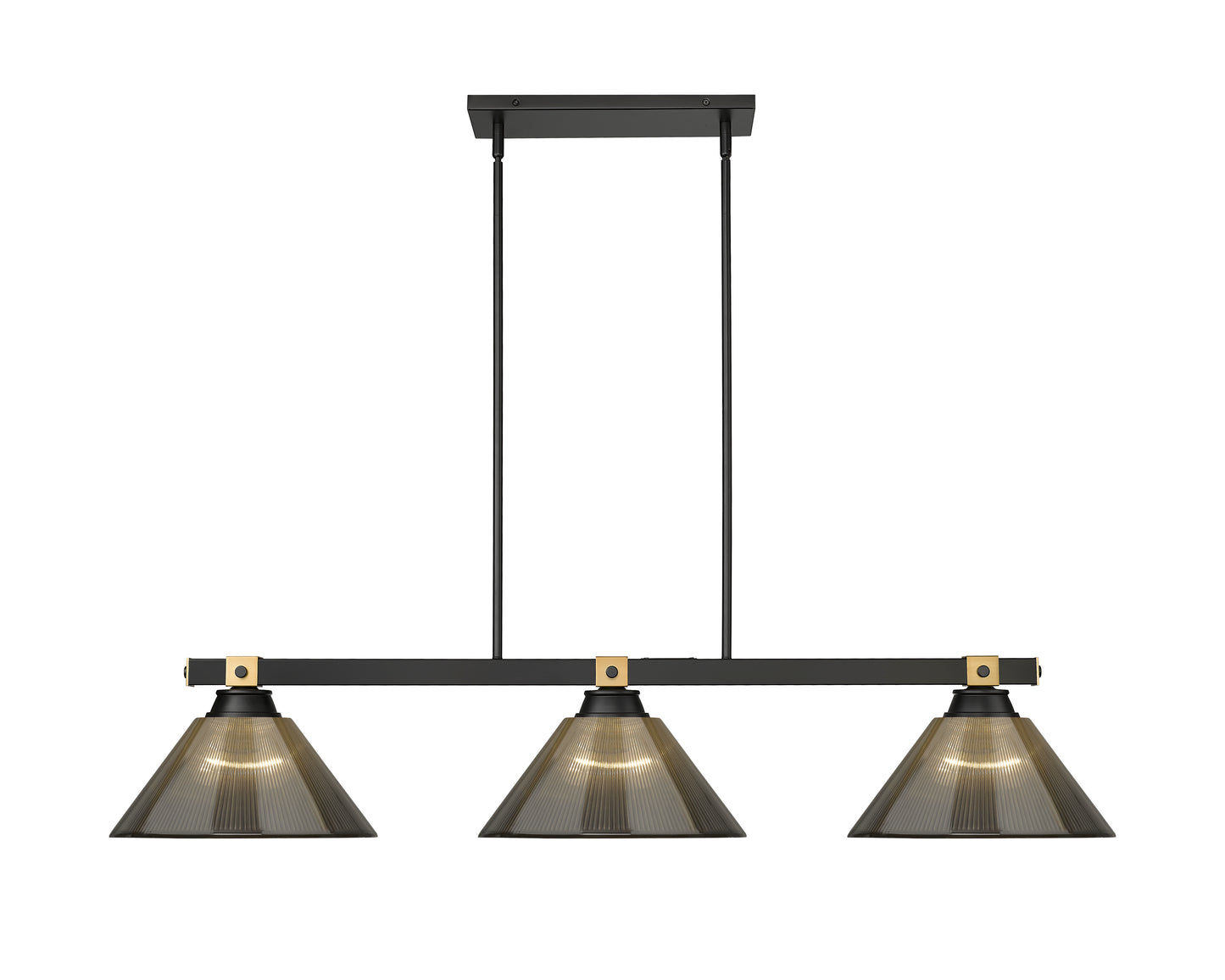 1955-3MB-RB-ARS - Bronte 3 Light 53" Billiard - Matte Black / Rubbed Brass