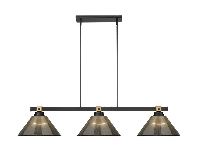 1955-3MB-RB-ARS - Bronte 3 Light 53" Billiard - Matte Black / Rubbed Brass