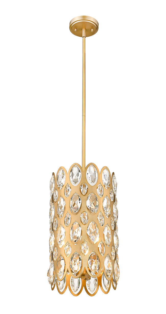 822P9-HB - Dealey 3 Light 9" Pendant - Heirloom Brass