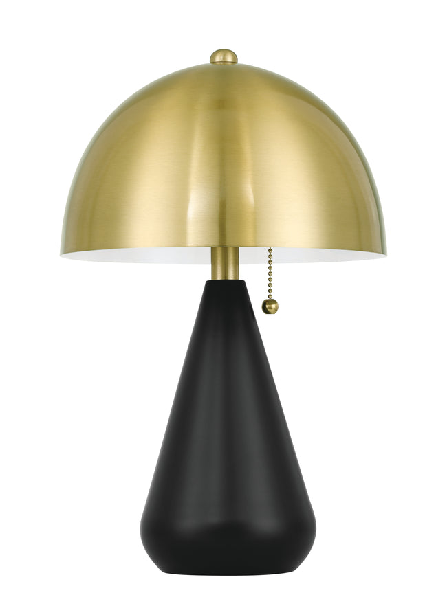 87014FBSB-T - Shelby 2 Light 14.55" High Table Lamp - Flat Black / Satin Brass