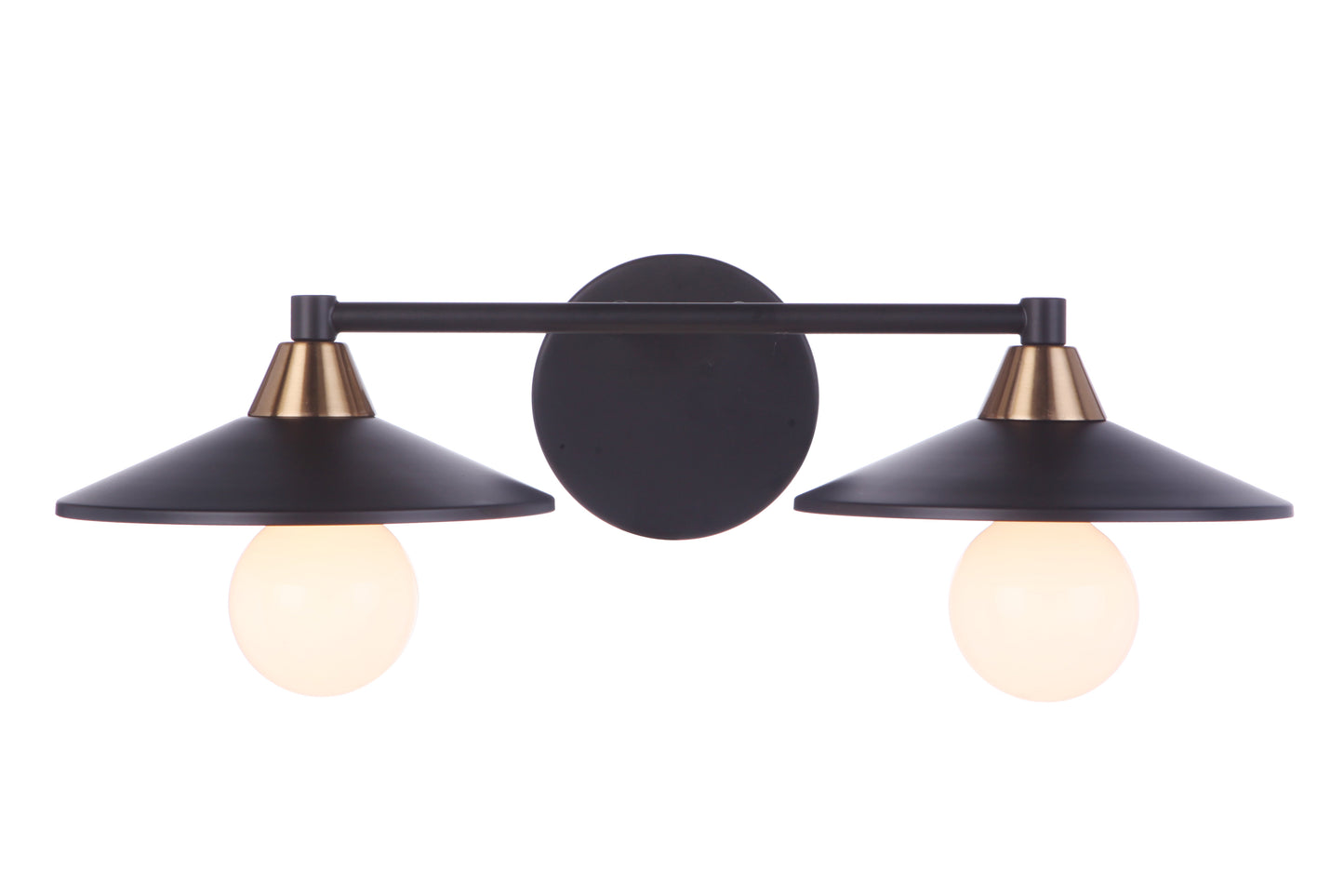 12519FBSB2 - Isaac 2 Light 19" Wide Vanity Light - Flat Black / Satin Brass