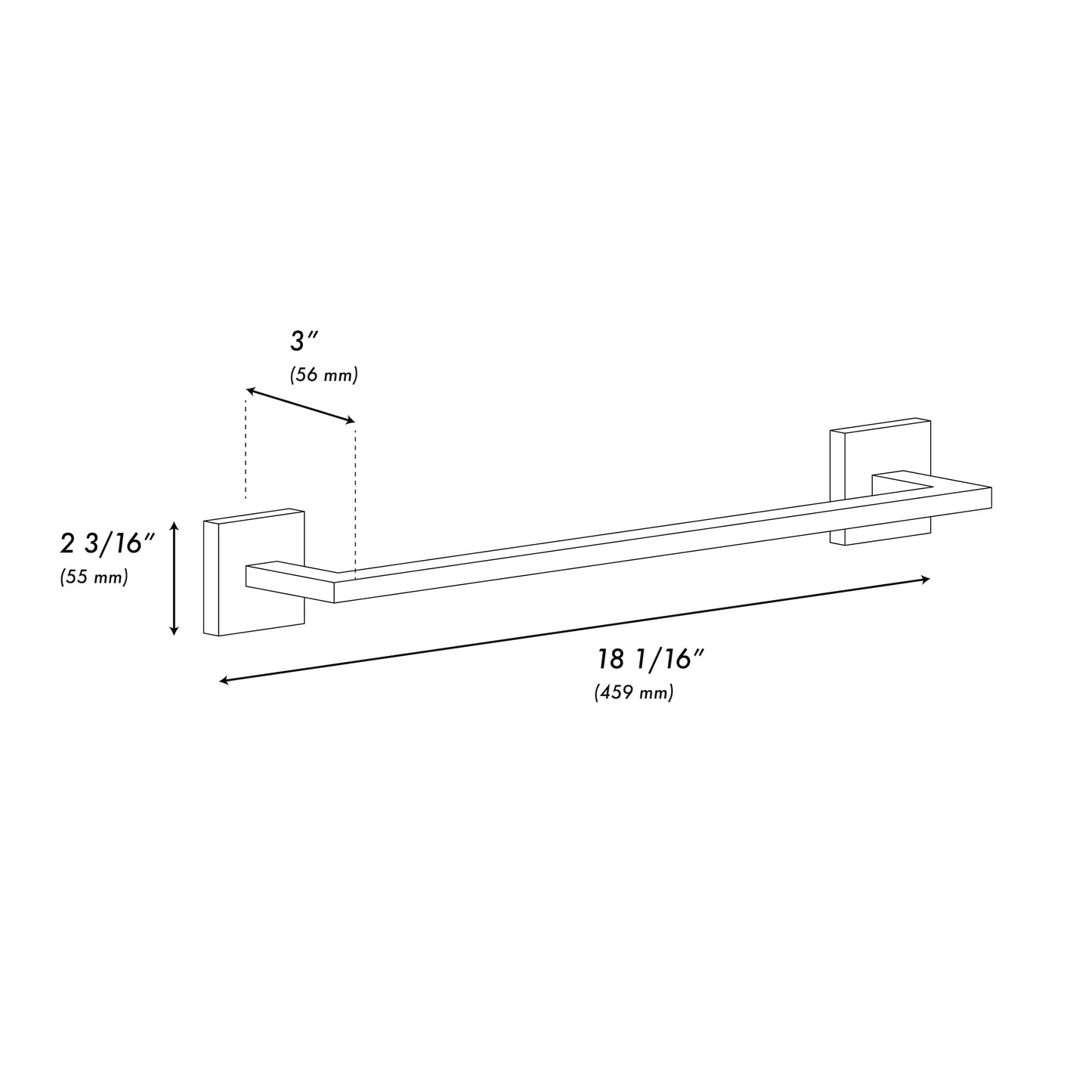 RBCN1-TR18-BN - Rubicon 18" Towel Rail in Brushed Nickel