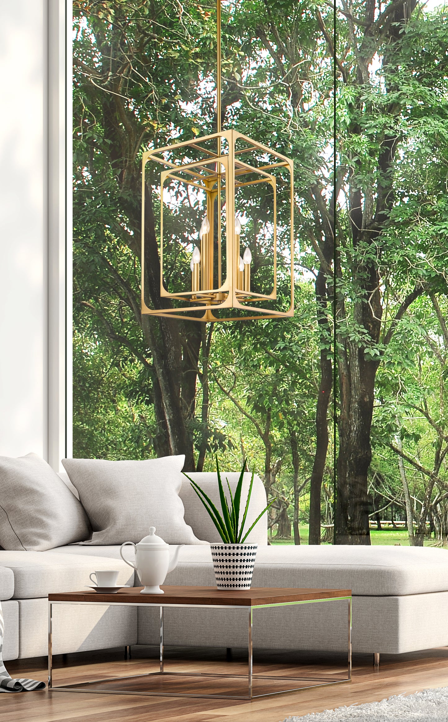 3038-8RB - Easton 8 Light 16" Chandelier - Rubbed Brass