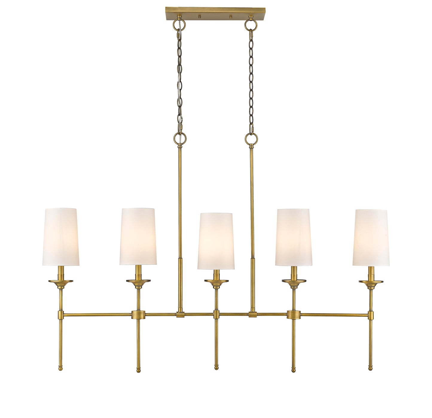 3033-5L-RB - Emily 5 Light Linear 51" Chandelier - Rubbed Brass