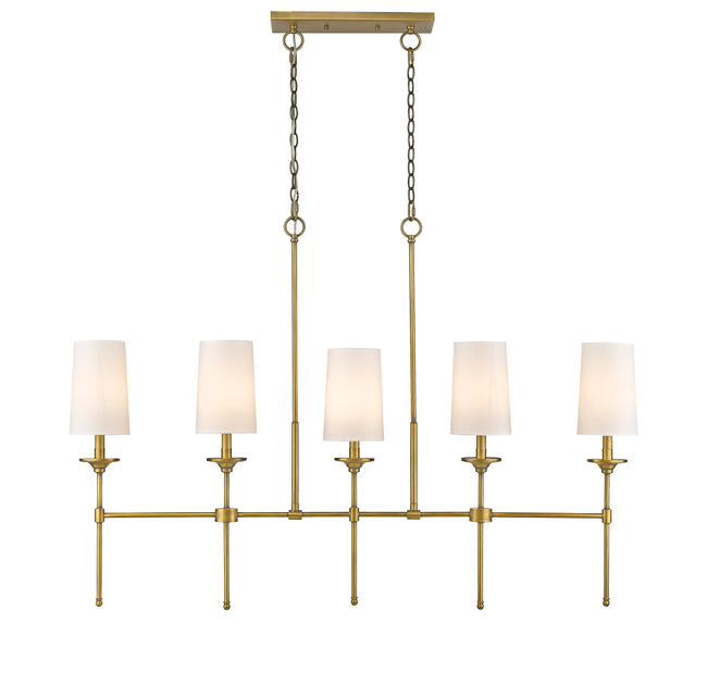 3033-5L-RB - Emily 5 Light Linear 51" Chandelier - Rubbed Brass