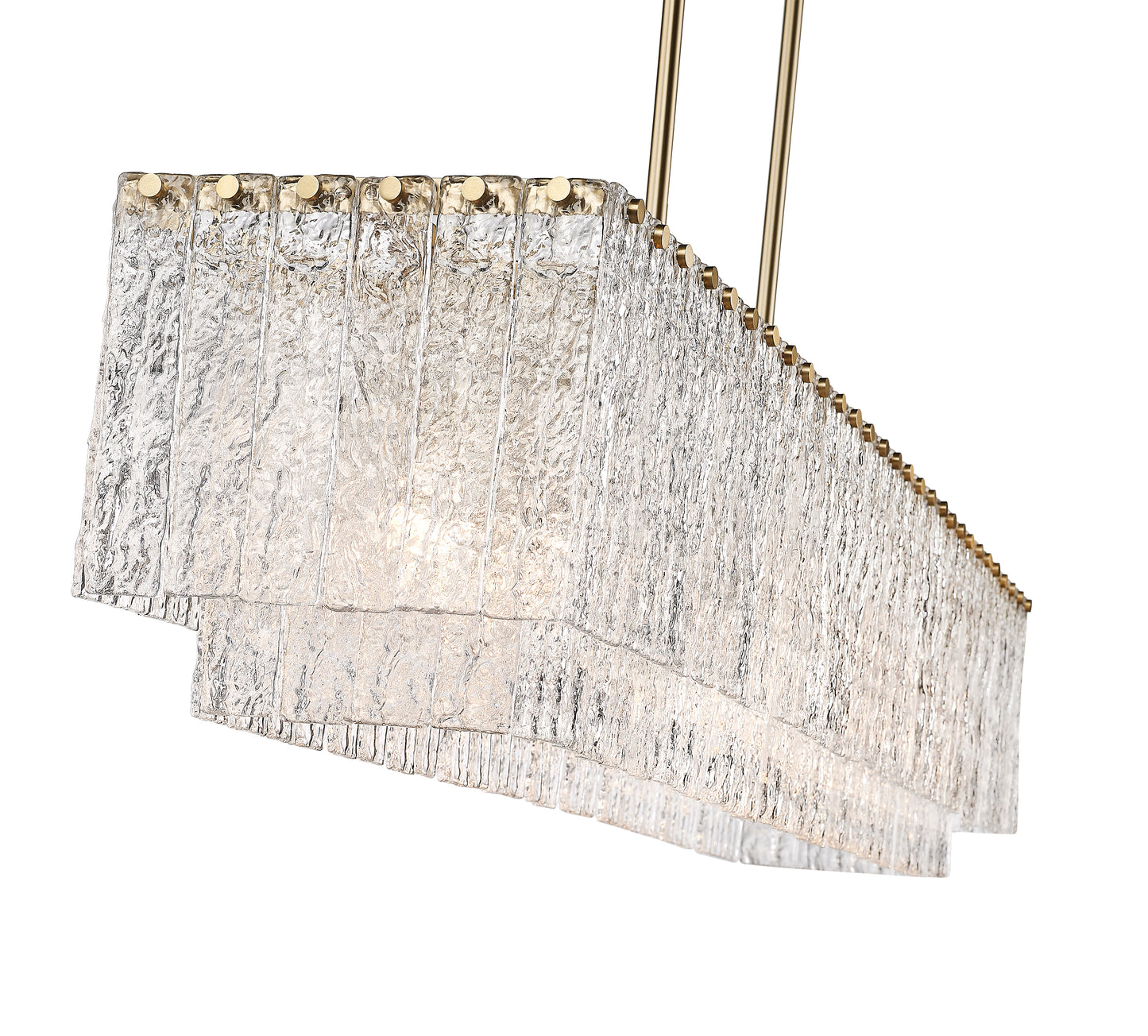 1943-53L-MGLD - Glacier 7 Light Linear 54" Chandelier - Modern Gold