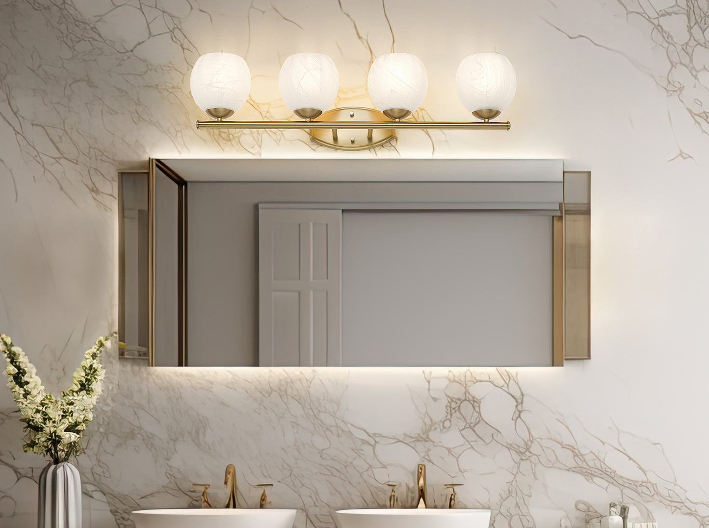 1963-4V-MGLD - Colette 4 Light 32" Vanity - Modern Gold