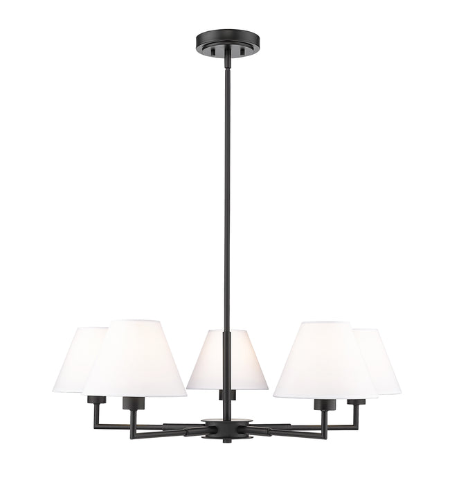 744-34R-MB - Leila 5 Light 34" Chandelier - Matte Black