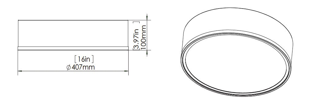 1018F16-MB-MGLD-LED - Bradley 1 Light Flush 16" Mount - Matte Black / Modern Gold