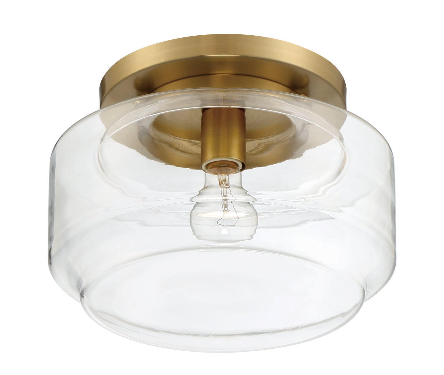 X3112-SB - Peri 1 Light 12" Wide Flush Mount - Satin Brass