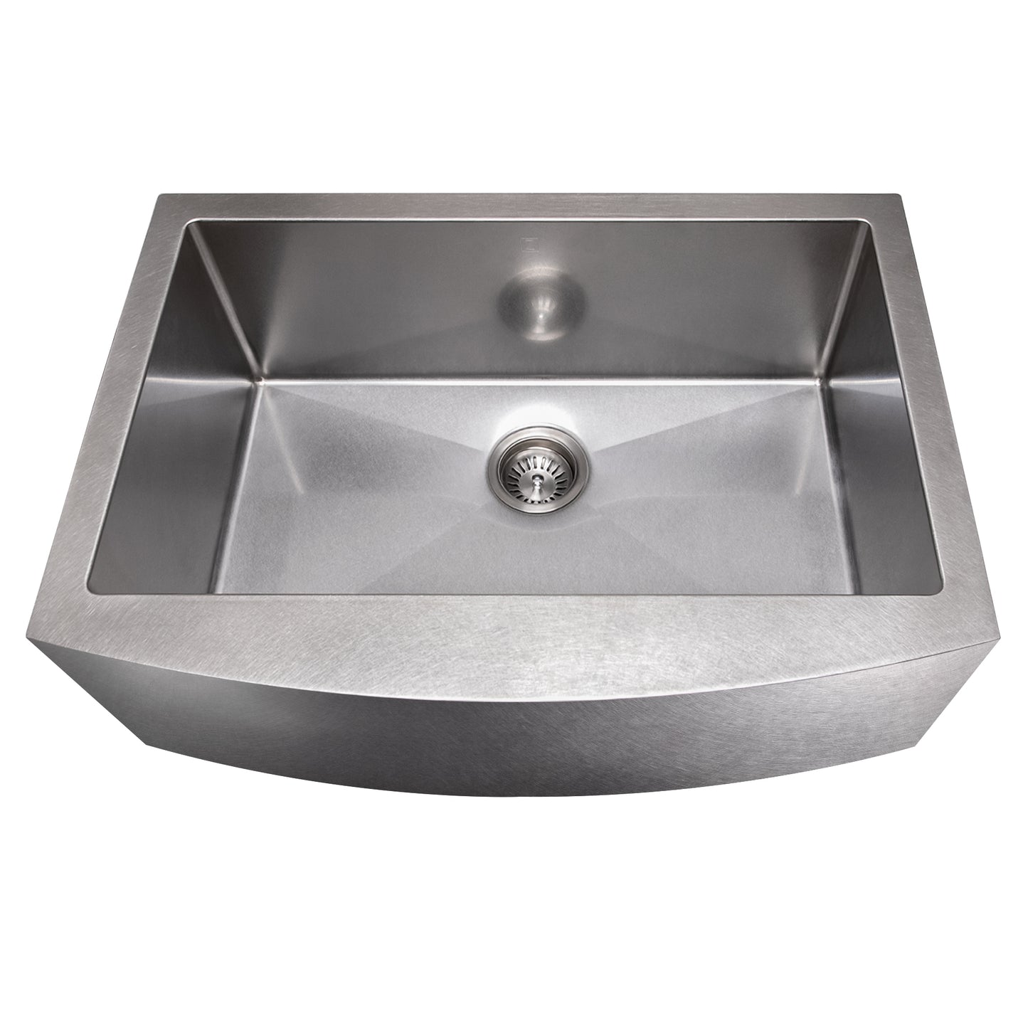 SAS-30S - 30" Zermatt Farmhouse Apron Mount Single Bowl Satin Stainless Steel Kitchen Sink with Bottom Grid