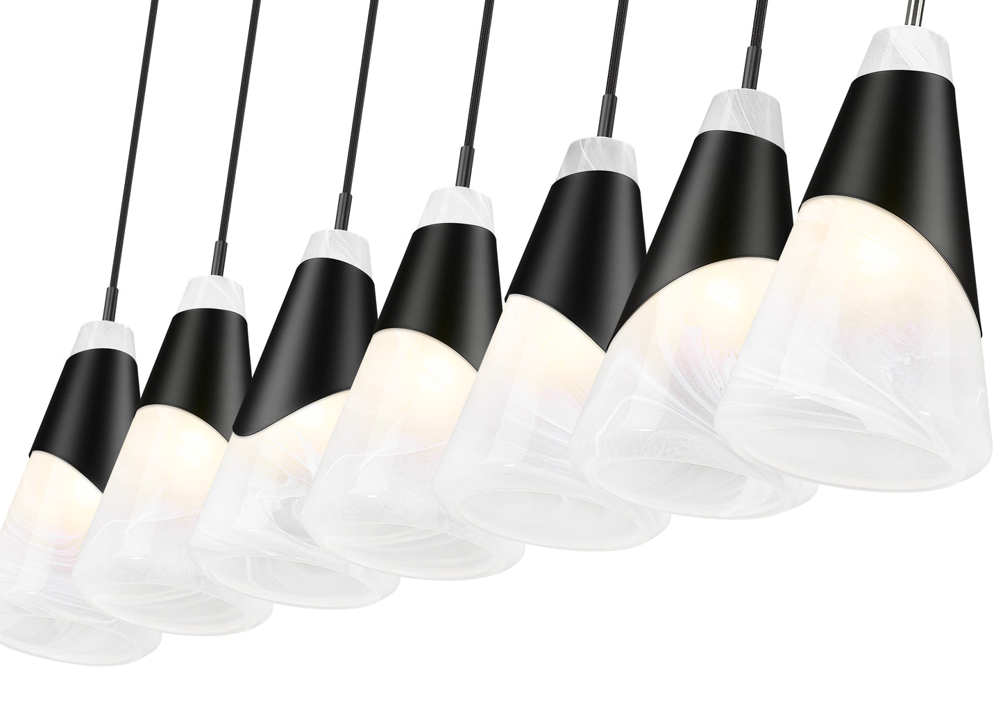 828P6-7L-MB - Aimie 7 Light Linear 54" Chandelier - Matte Black