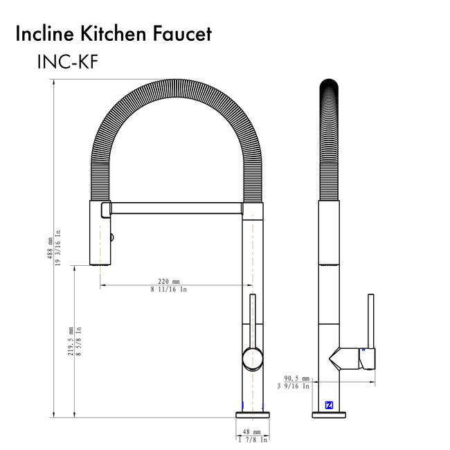 INC-KF-CH - Incline Kitchen Faucet in Chrome