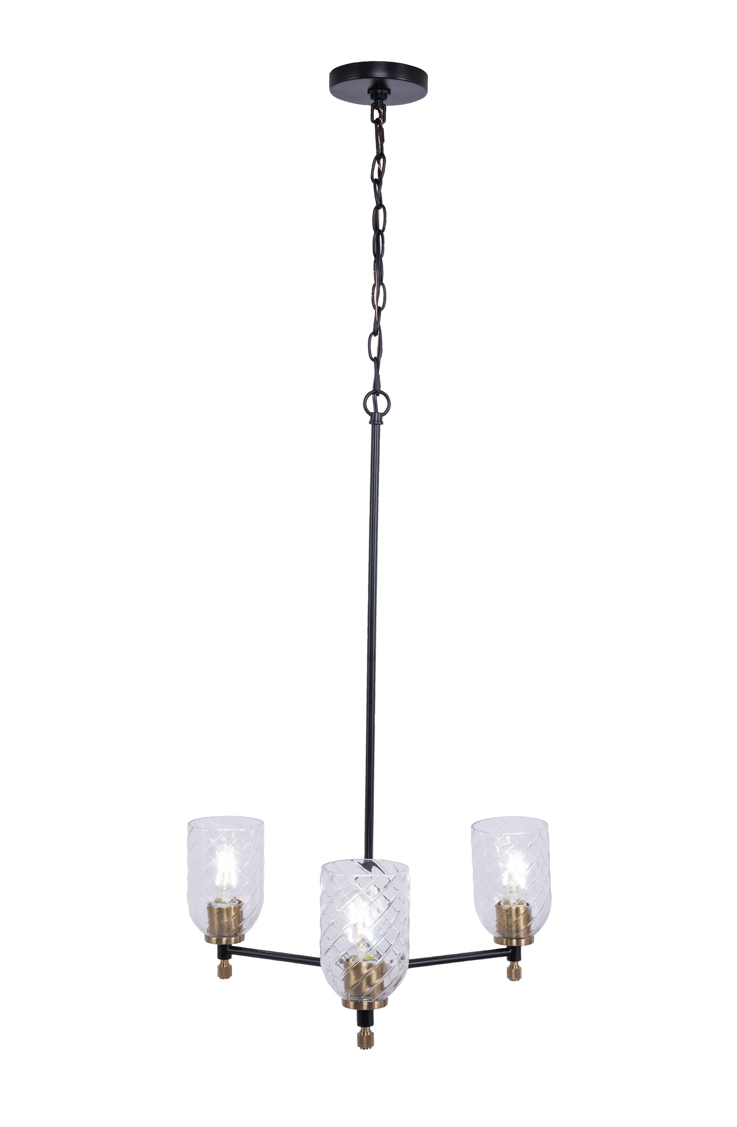60323-FBSB-C - Council 3 Light 22" Wide Chandelier - Flat Black / Satin Brass