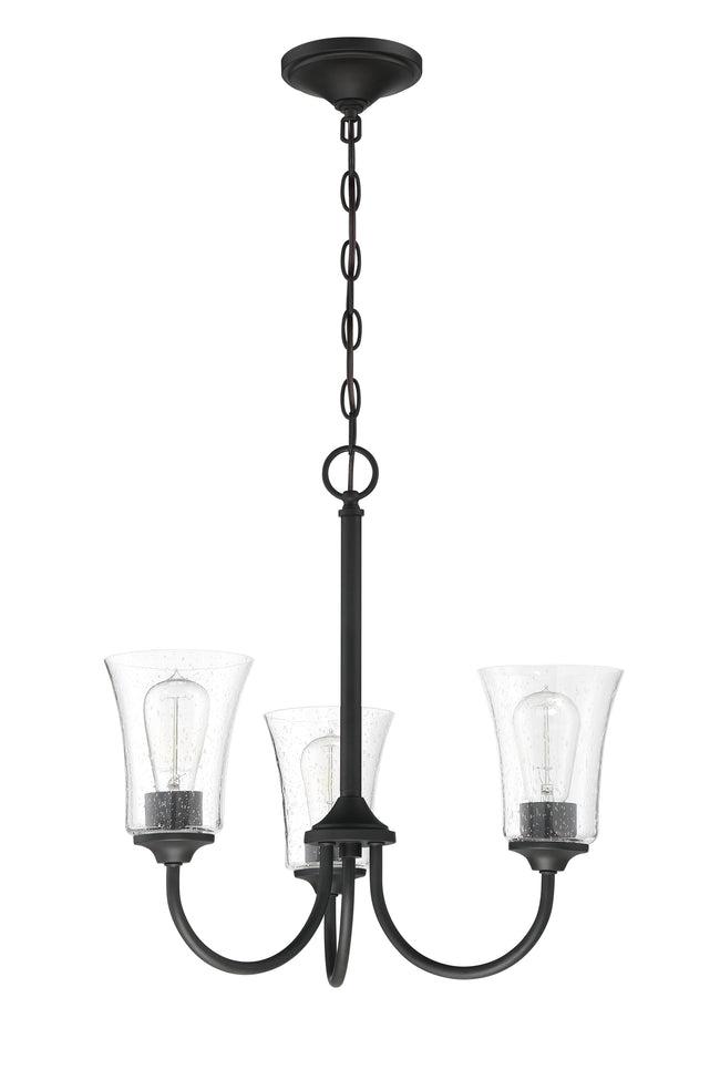 50423-FB - Gwyneth 3 Light 20" Wide Chandelier - Flat Black