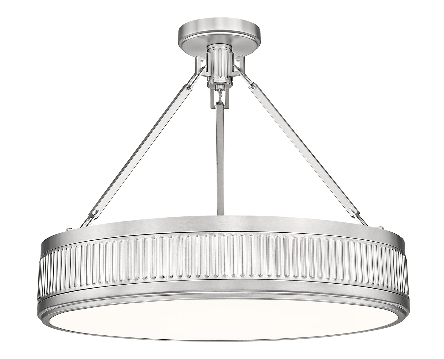 3046SF22-SN-LED - Quinn 3 Light Semi Flush 22" Mount - Satin Nickel