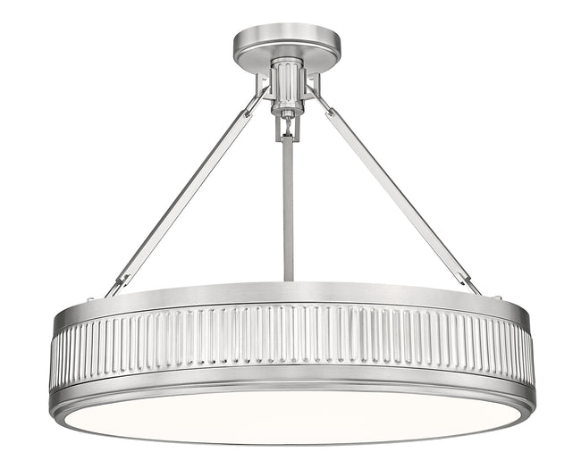 3046SF22-SN-LED - Quinn 3 Light Semi Flush 22" Mount - Satin Nickel