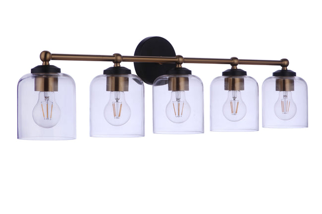 18733FBSB5 - Coppa 5 Light 32" Wide Vanity Light - Flat Black / Satin Brass