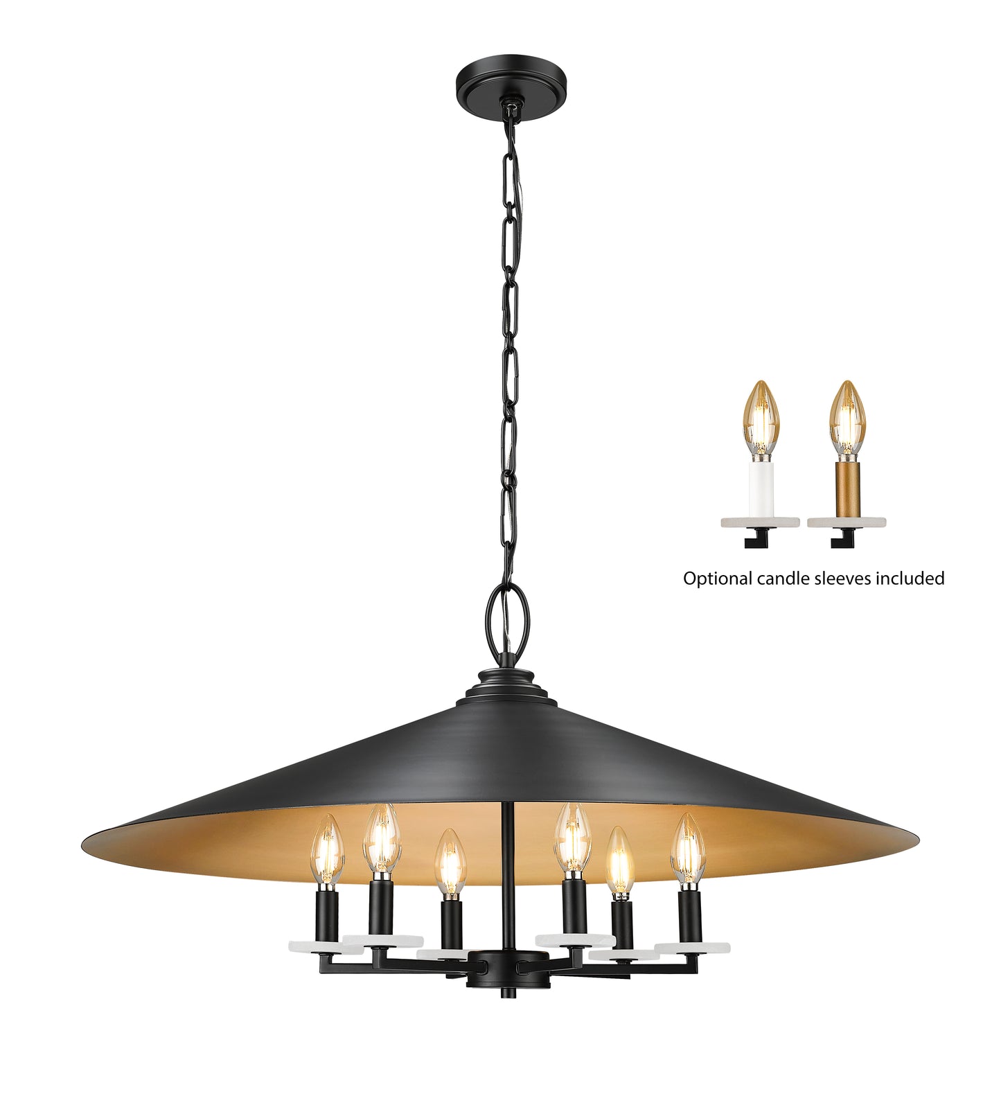 1953-32MB - Rialto 6 Light 32" Pendant - Matte Black
