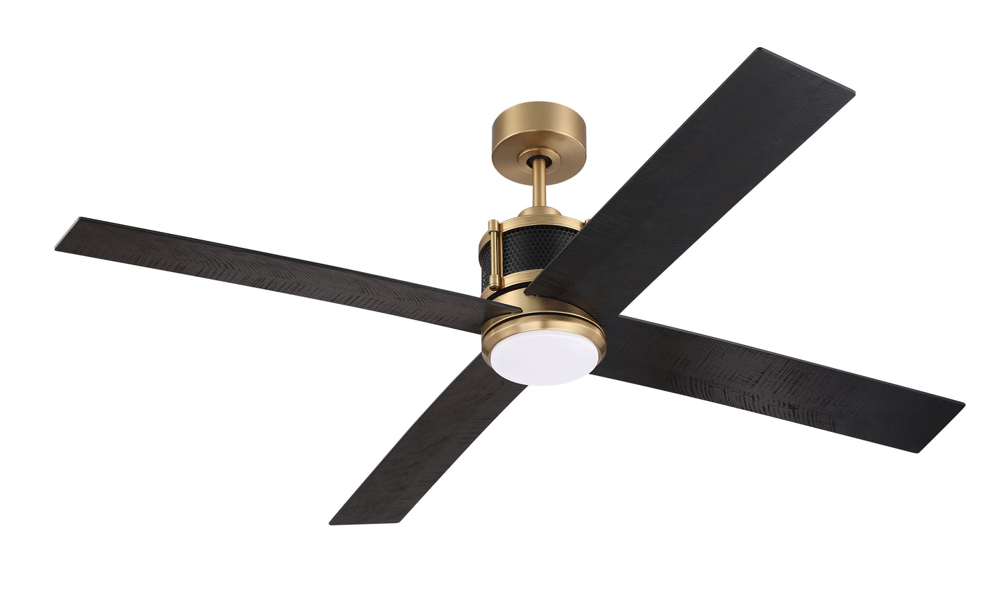 GRG56SBFB4-NWF - Gregory 56" Indoor Ceiling Fan with no Wifi 56" 4 Blade Ceiling Fan with Light Kit - Satin Brass