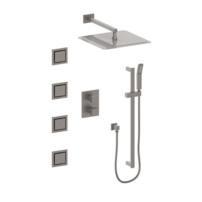 CBY-SHS-T3-BN - Crystal Bay Thermostatic Shower System with Body Jets in Brushed Nickel