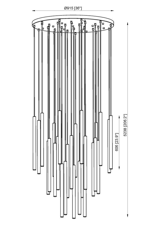 919MP24-27R-MB-LED - Forest 27 Light 36" Chandelier - Matte Black