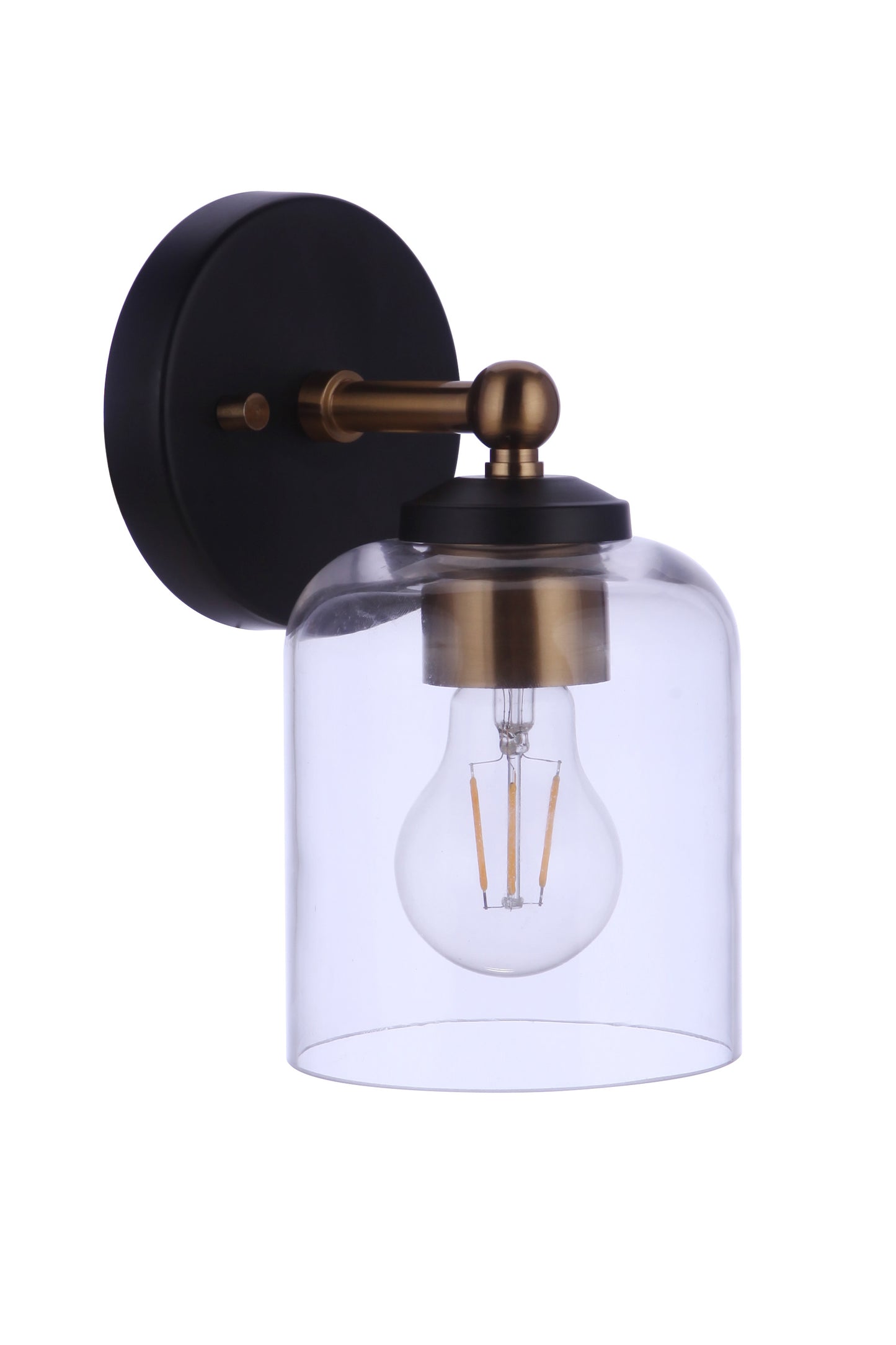 18705FBSB1 - Coppa 1 Light 9" High Wall Sconce - Flat Black / Satin Brass