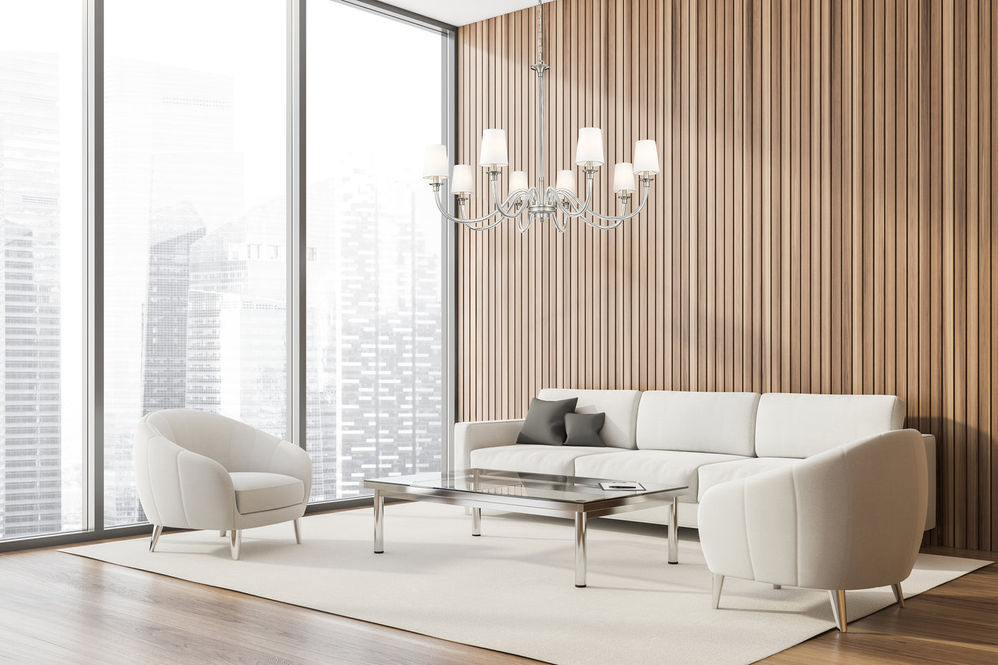 1950-8BN - Katerina 8 Light 46" Chandelier - Brushed Nickel