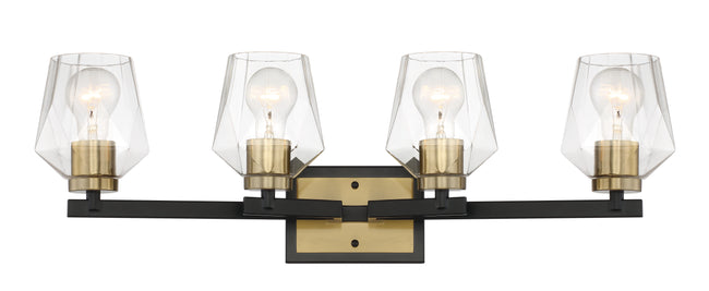 56904-FBSB - Avante Grand 4 Light 28" Wide Vanity Light - Flat Black / Satin Brass