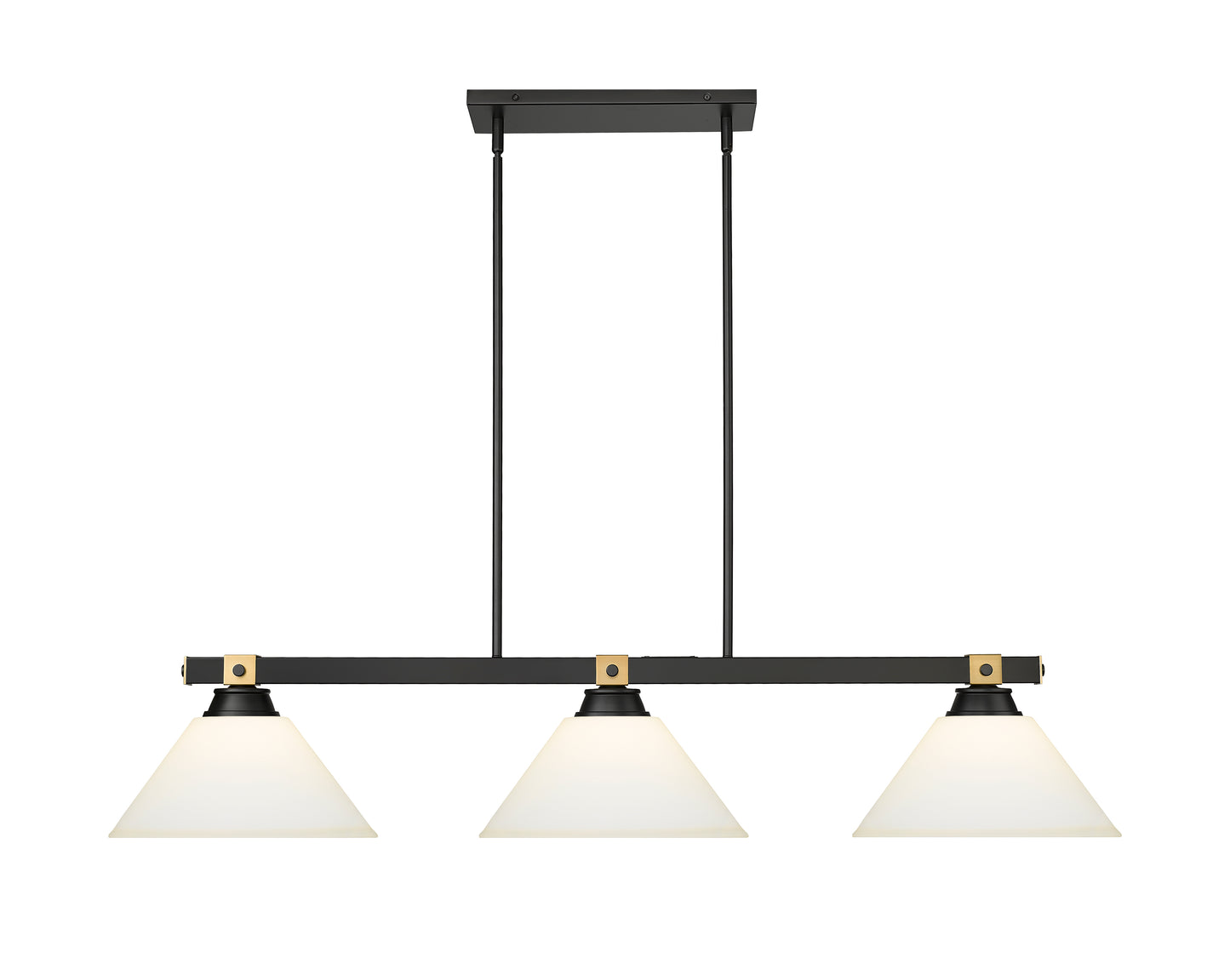 1955-3MB-RB-AMO14 - Bronte 3 Light 53" Billiard - Matte Black / Rubbed Brass