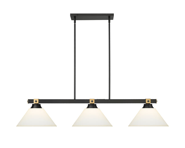 1955-3MB-RB-AMO14 - Bronte 3 Light 53" Billiard - Matte Black / Rubbed Brass