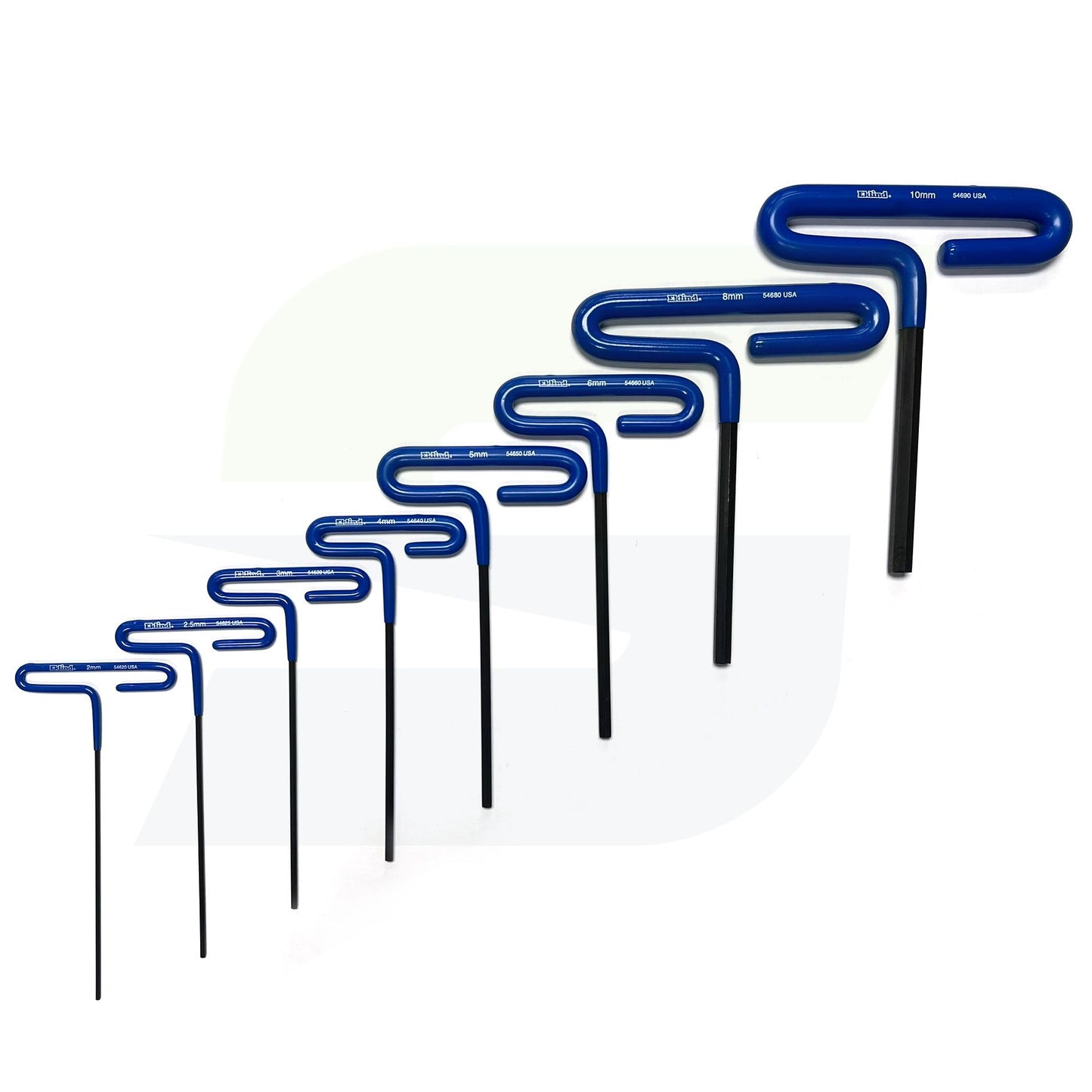 55168 - Cushion Grip Hex T-Key Allen Wrench Set - 8pc - 2 to 10 mm