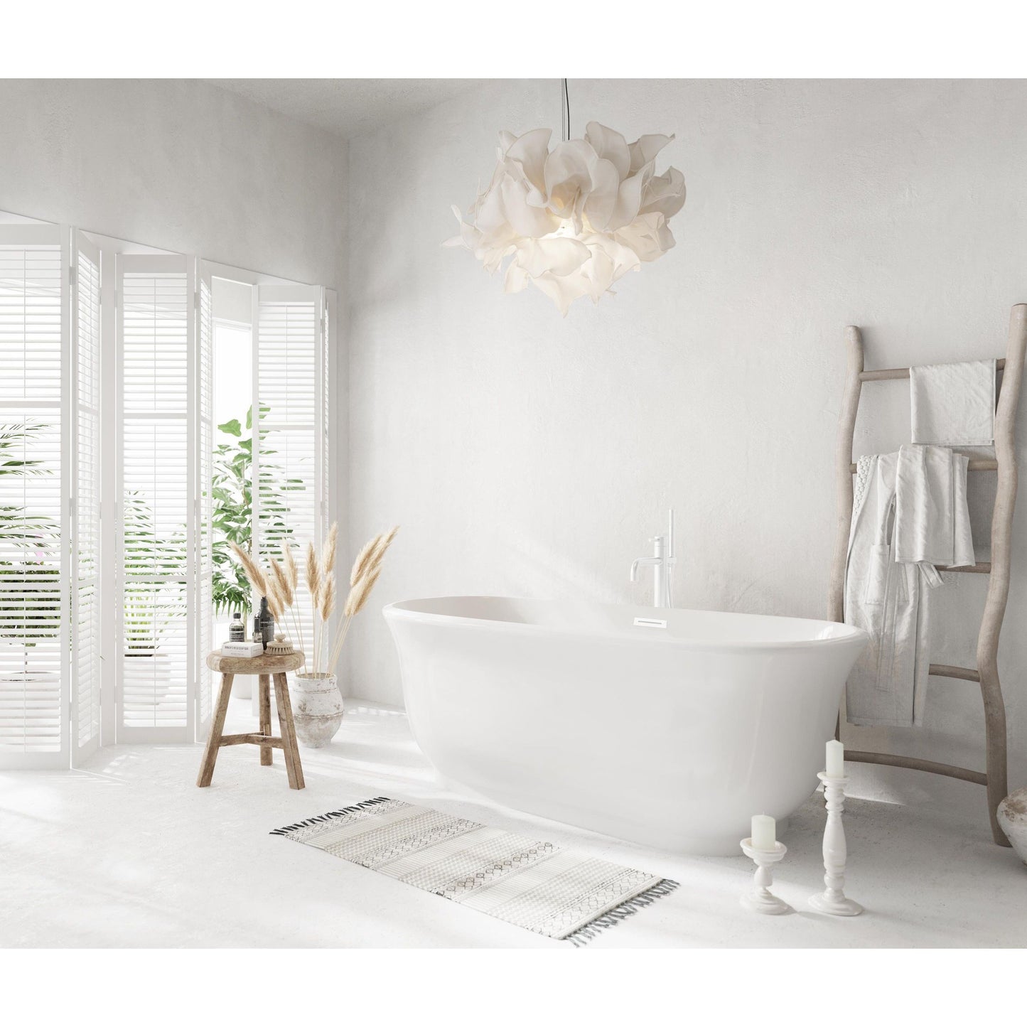 Coralie 59" Soaking Bathtub in Glossy White with Polished White Trim