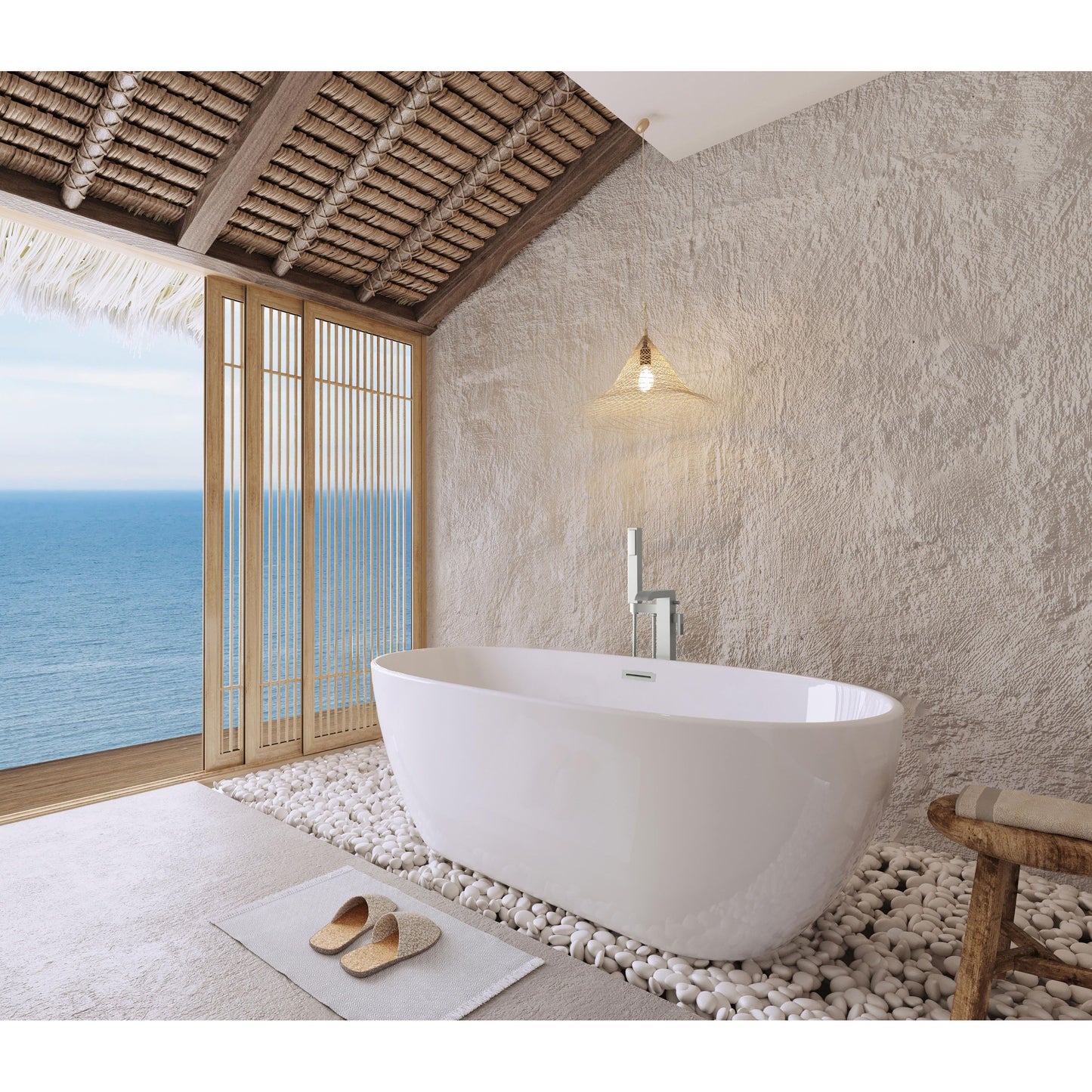 Allegra 59" Soaking Bathtub in Glossy White