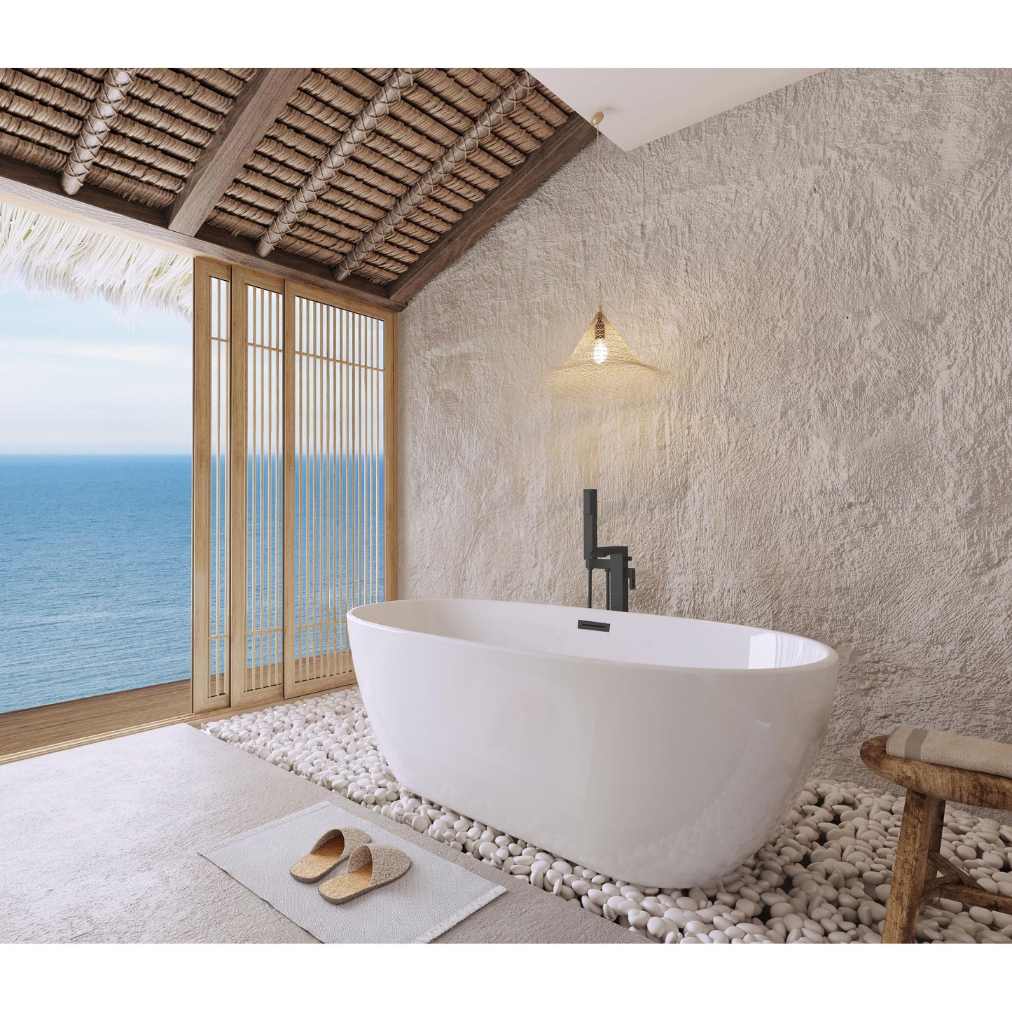 Allegra 59" Soaking Bathtub in Glossy White