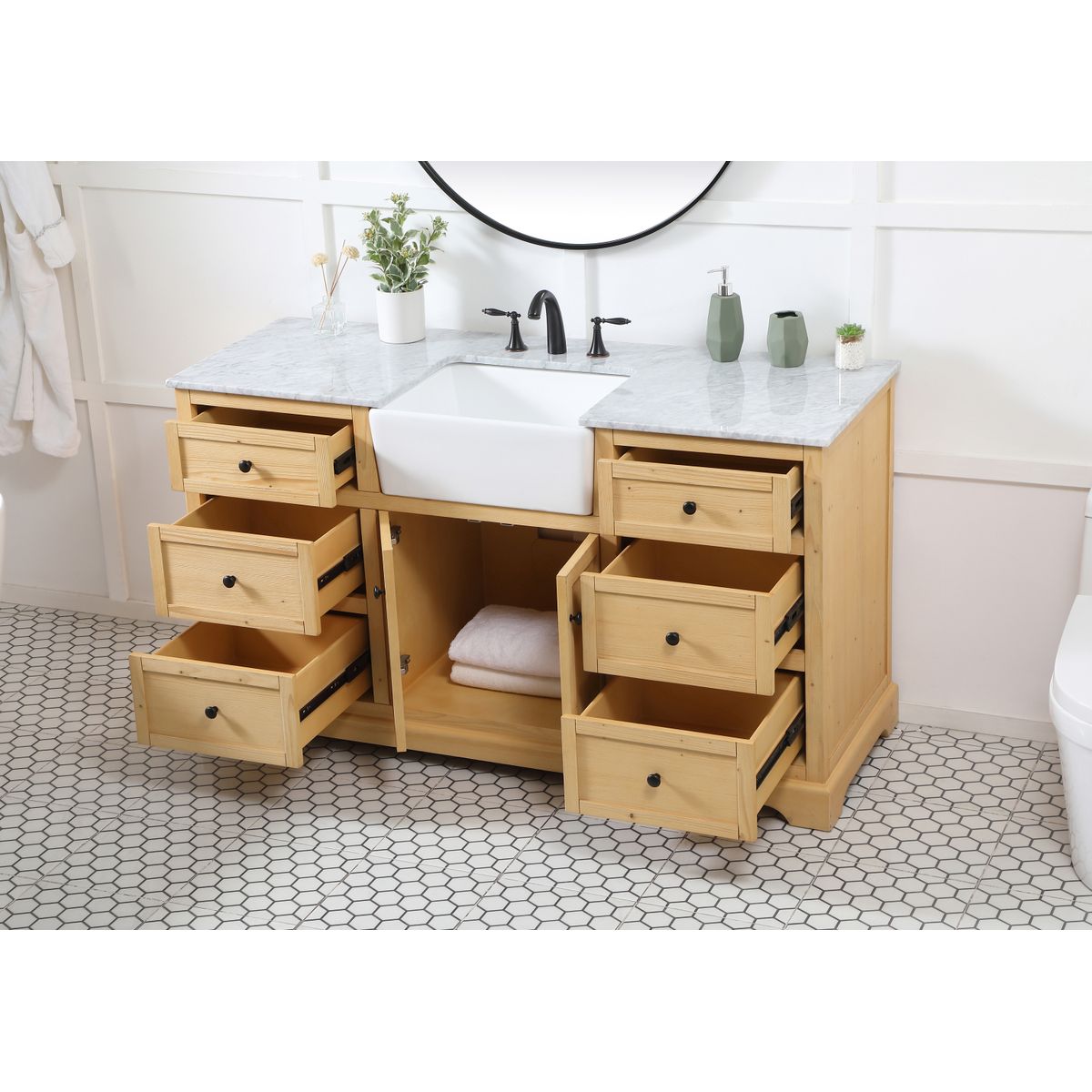 VF60260NW 60" Single Bathroom Vanity in Natural Wood