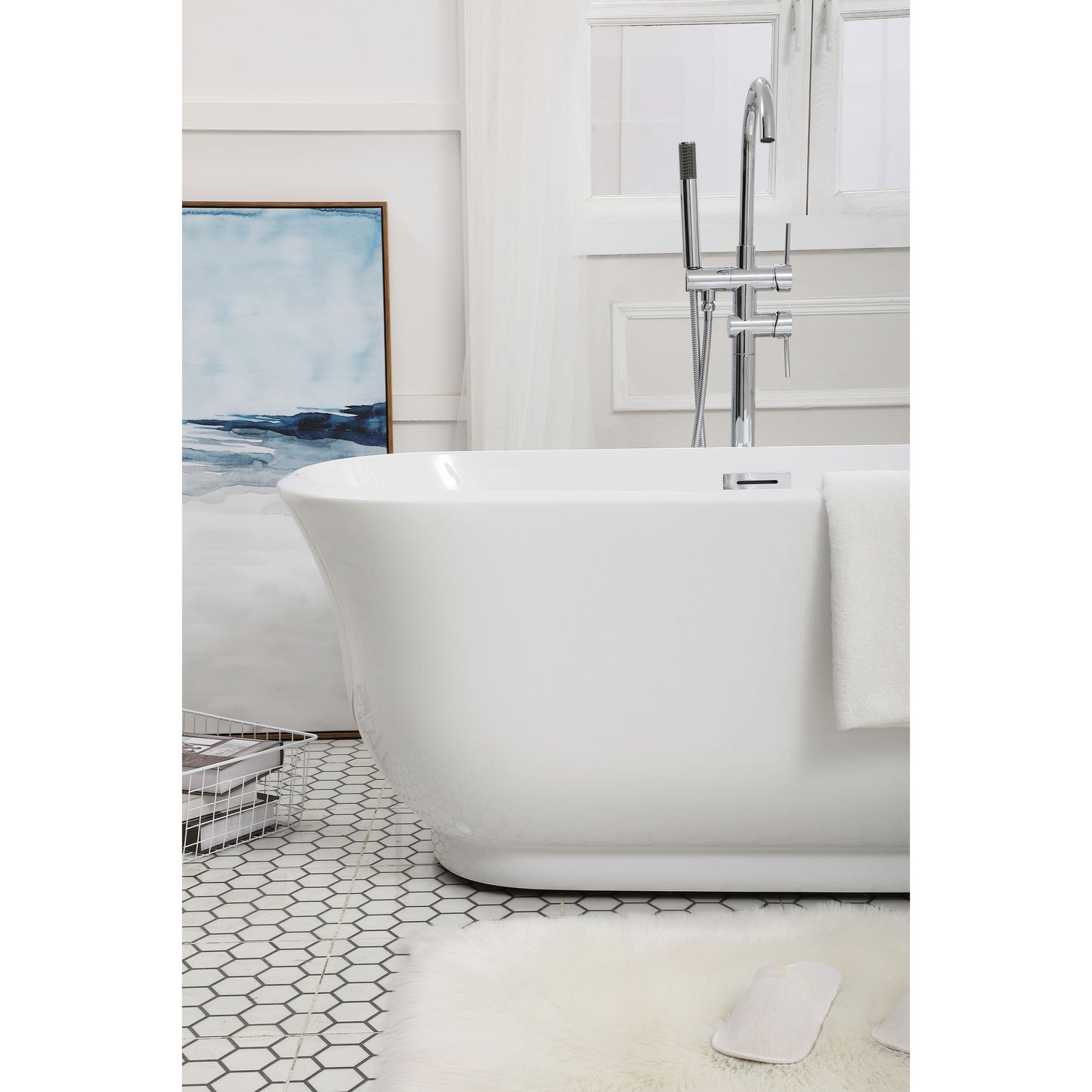 Coralie 59" Soaking Bathtub in Glossy White