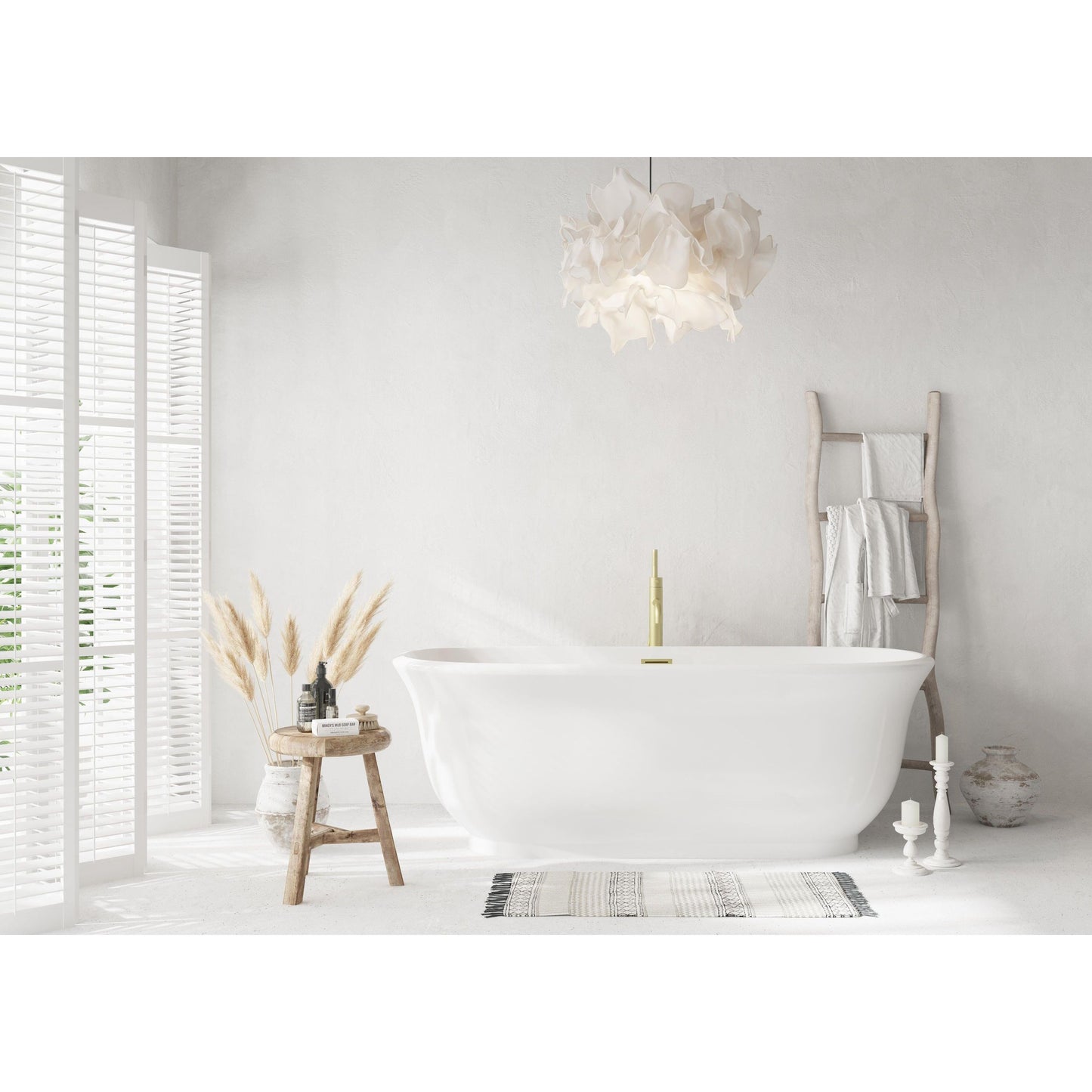 Coralie 67" Soaking Bathtub in Glossy White with Trim