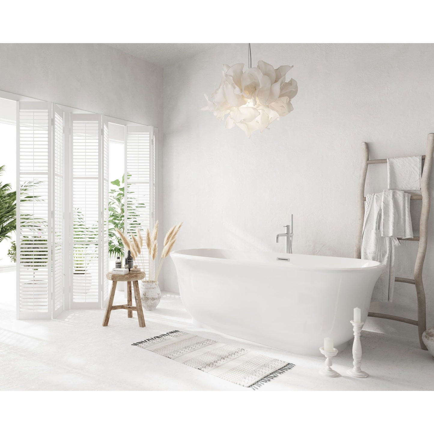 Coralie 67" Soaking Bathtub in Glossy White with Trim