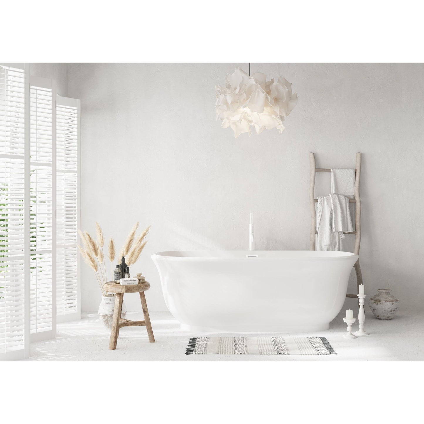 Coralie 67" Soaking Bathtub in Glossy White with Trim